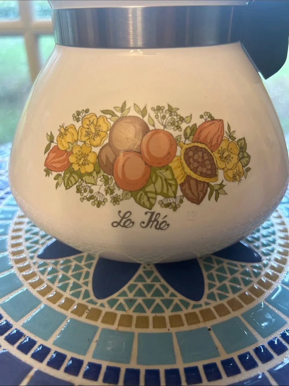Corning Ware Spice of Life Le Thé Teapot, 6 Cup Coffee Pot P-104, 1970s
